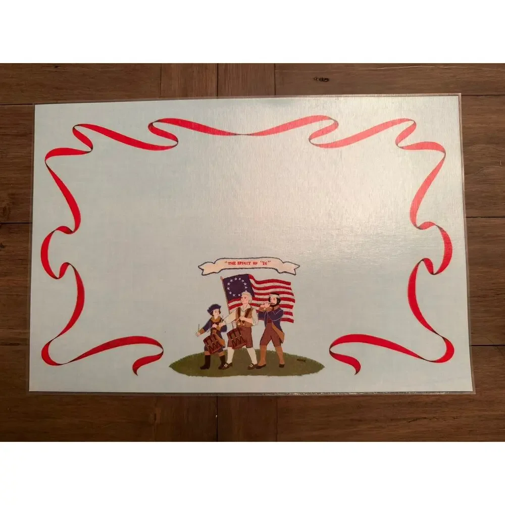 6 Plastic coated PLACEMATS 1776‎ Bicentennial SPIRIT OF '76 - Rosetta Valone